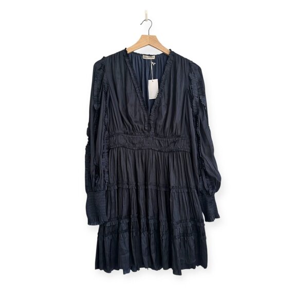 Ulla Johnson Gemma Plissé Mini Dress Midnight,  Size 8 NWT $575 - Picture 3 of 16